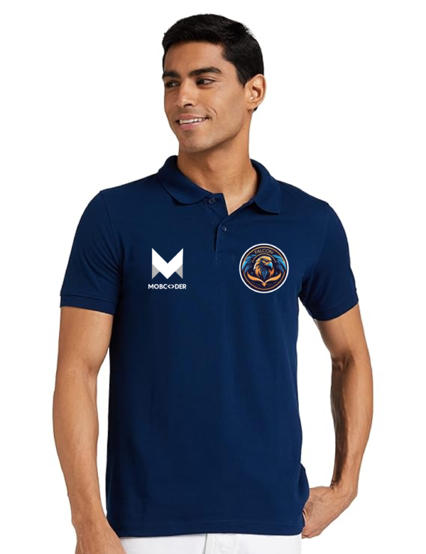 Sports Navy Blue Polo T-shirt front