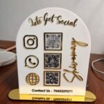 white QR code display stand