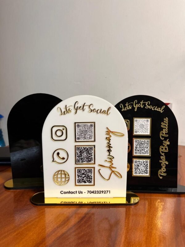 QR code display stand with 3 qr codes